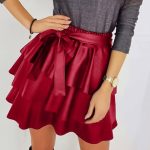 Δερμάτινη φούστα με βολάν