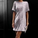 Mini φόρεμα με παγιέτες ασημί