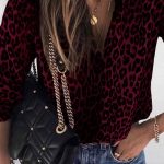 Glam leopard πουκάμισο σε μπορντό