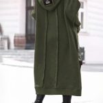 Oversize μακριά φούτερ ζακέτα χακί