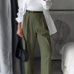 Oversize office παντελόνι με τσέπες χακί