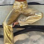 Παντελόνι με metallic design χρυσό