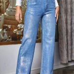 Παντελόνι με metallic design μπλε