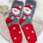 Christmas cozy κάλτσες Santa γκρι