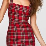 Tartan κόκκινο μίνι φόρεμα