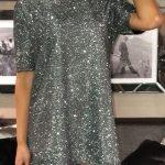 Lurex λαμπερό φόρεμα σε ασήμι