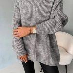 Πλεκτό με ζιβάγκο γκρι