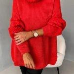 Πλεκτό με ζιβάγκο κόκκινο