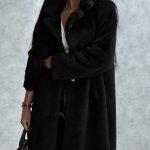 Γούνα μακριά με τσέπες μαύρο