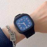 Μαύρο casual τετράγωνο αναλογικό ρολόι χειρός