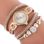 Γυναικείο τετραπλό ρολόι βραχιόλι χειρός μπεζ