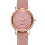 Γυναικείο στρογγυλό αναλογικό ρολόι χειρός ροζ