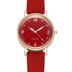 Γυναικείο στρογγυλό αναλογικό ρολόι χειρός σε κόκκινο