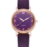 Γυναικείο στρογγυλό αναλογικό ρολόι χειρός μωβ