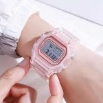 Σομόν Unisex διάφανο ψηφιακό ρολόι χειρός