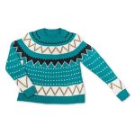 Winter print πουλόβερ πετρόλ