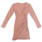 Μακρυμάνικο φόρεμα με κρουαζέ buttom pink