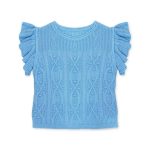 Γαλάζιο πλεκτό με φραμπαλά μανίκια