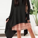 Ασύμμετρο μπλουζάκι με κουκούλα μαύρο