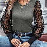 Γκρι μπλουζάκι με φουσκωτά μανίκια