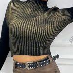 Χρυσό metallic πλεκτό τοπ με ζιβάγκο