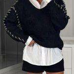 Πουλόβερ με ραφές μαύρο