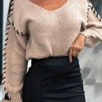 Πουλόβερ με ραφές μπεζ