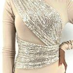 Mix and match κορμάκι με παγιέτα σε μπεζ