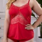 Κόκκινο σετάκι για ύπνο Plus Size