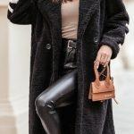 Sherpa παλτό με γράμματα Miss queen μαύρο