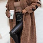 Sherpa παλτό με γράμματα Miss queen καφέ