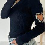 Μαύρο τοπ με στρας και καρδιά