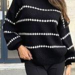 Cozy πλεκτό με γραμμές μαύρο