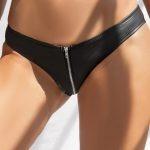 Δερμάτινο mesh μαύρο σλιπ με φερμουάρ