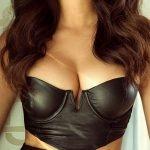 Μαύρο faux leather cropped τοπ bralette