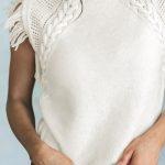 Άσπρο πλεκτό tasseled τοπ