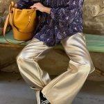 Δερμάτινο χρυσό παντελόνι