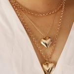 Τριπλό κολιέ με μεγάλες καρδιές