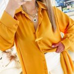 Satin πουκάμισο φόρεμα σε πορτοκάλι