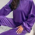 All day βελουτέ σετ μωβ