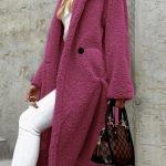 Παλτό με κουκούλα σε φούξια