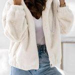 Bomber γουνάκι με κουκούλα λευκό