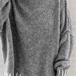 Πλεκτή μπλούζα με σχέδιο ραφές σε γκρι