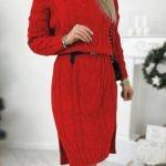 Μπλουζοφόρεμα με πλέξη σε κόκκινο