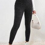 Πλεκτό rib κολάν μαύρο