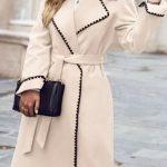 Παλτό τσόχα με ραφές και ζωνάκι σε μπεζ