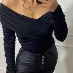Κορμάκι χιαστί μπούστο μαύρο