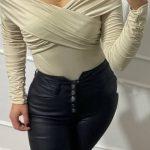 Κορμάκι χιαστί μπούστο μπεζ