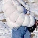 Γούνα puffer style μακρυμάνικη λευκό