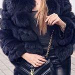 Γούνα puffer style μακρυμάνικη μαύρο